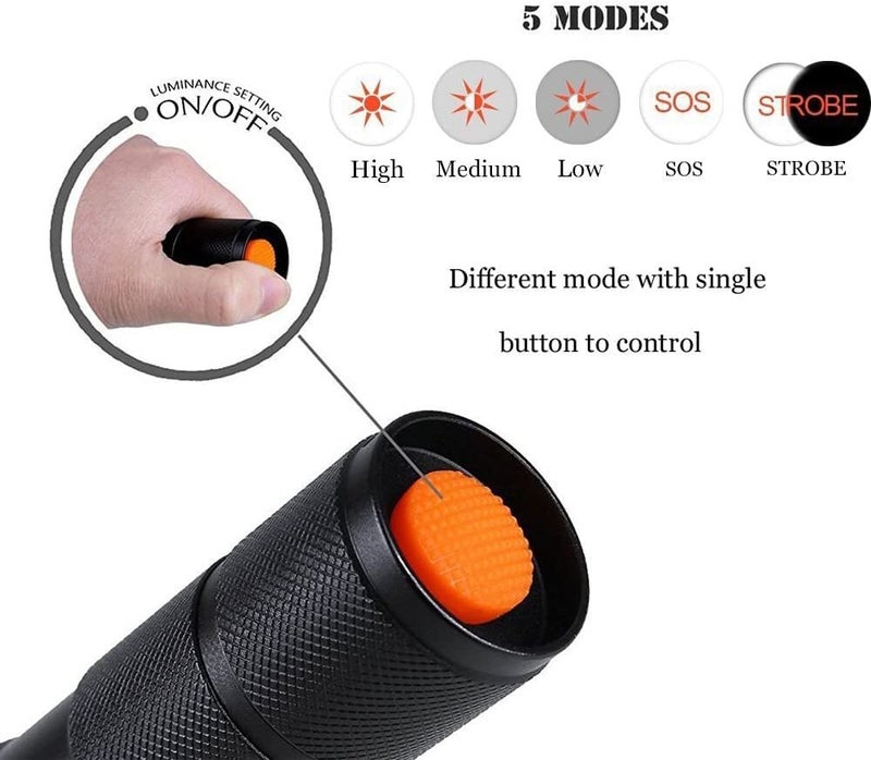 AuKvi 3-Color-Light Flashlight Tactical Flashlight with Red Green Filter Zoom 2000 lumens 5 Modes Waterproof Flashlight - Image 2
